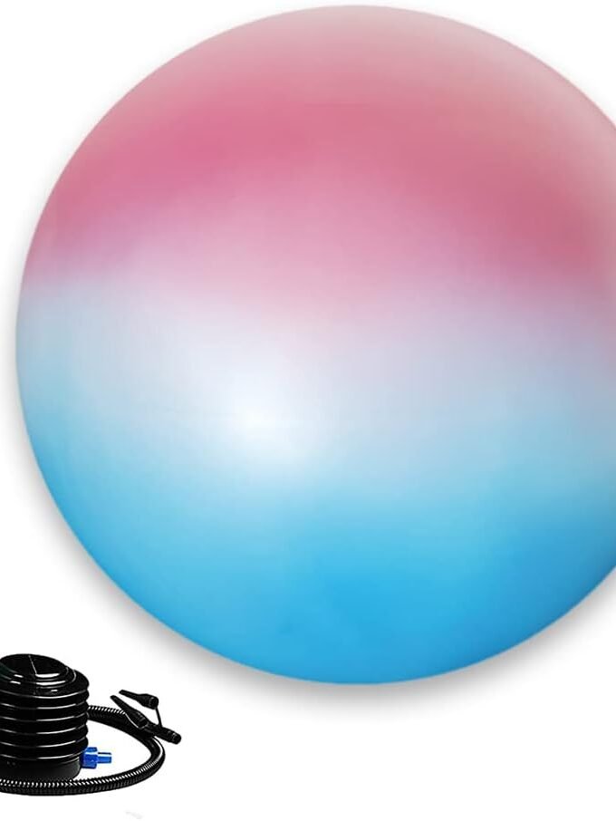 Exercise Ball Chair, Yoga Ball Office Chair for Home Gym, Workout Ball for Fitness, Large Size 65 cm, Includes Air Pump (Blue Pink)