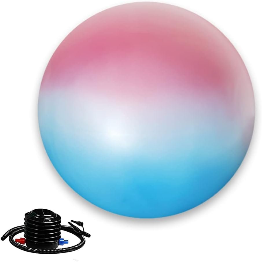 Exercise Ball Chair, Yoga Ball Office Chair for Home Gym, Workout Ball for Fitness, Large Size 65 cm, Includes Air Pump (Blue Pink)