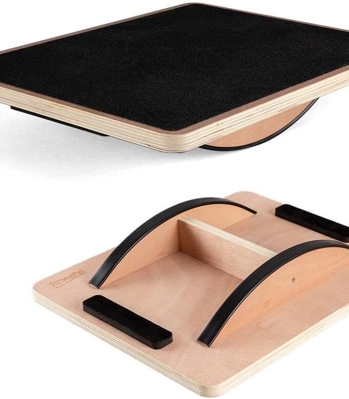 Wooden Rocker Balance Board, 17" x 13.4", Dual-Direction Wobble with 17° Tilt, Non-Slip Core & Stability Trainer for Adults, Seniors, Rehab & Office – Supports 400 lbs, Ideal for Home & Gym