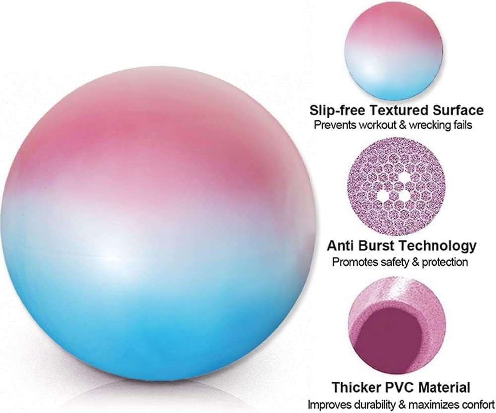 Exercise Ball Chair, Yoga Ball Office Chair for Home Gym, Workout Ball for Fitness, Large Size 65 cm, Includes Air Pump (Blue Pink) - Image 2