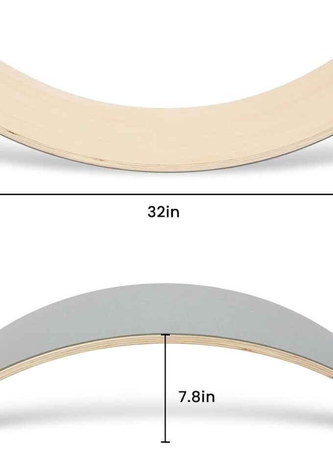 Wooden Wobble Balance Board, 33 Inch Rocker Board Natural Wood, Kids Toddler Open Ended Learning Toy, Yoga Curvy Board for Office & Classroom Adult