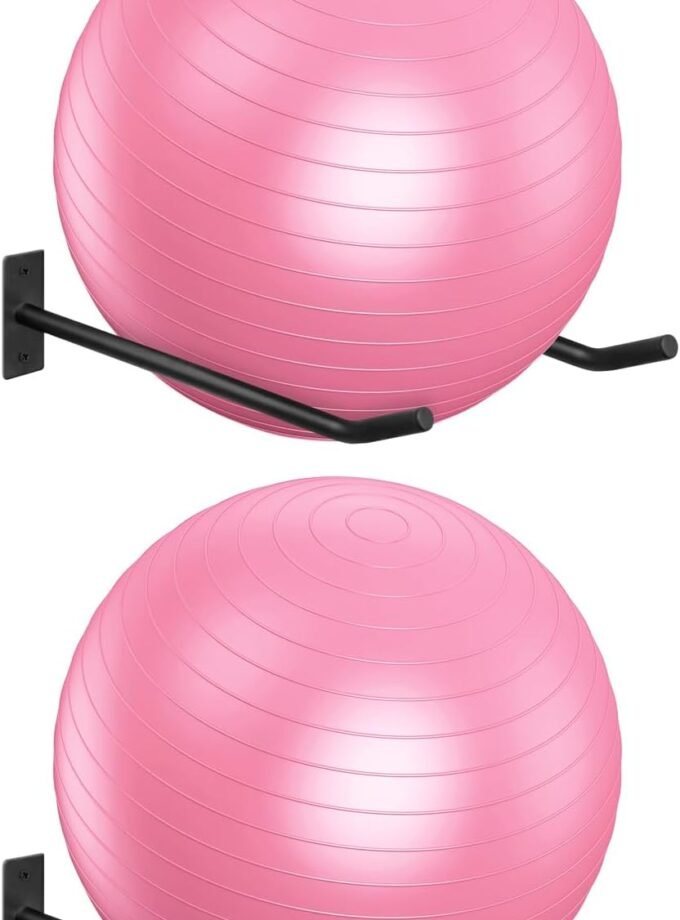 Metal Exercise Ball Holder Wall Mount(Set of 2),Black Yoga Ball Stand Holder,Stability Ball Holder for Yoga Balls in Home Gym or Studio