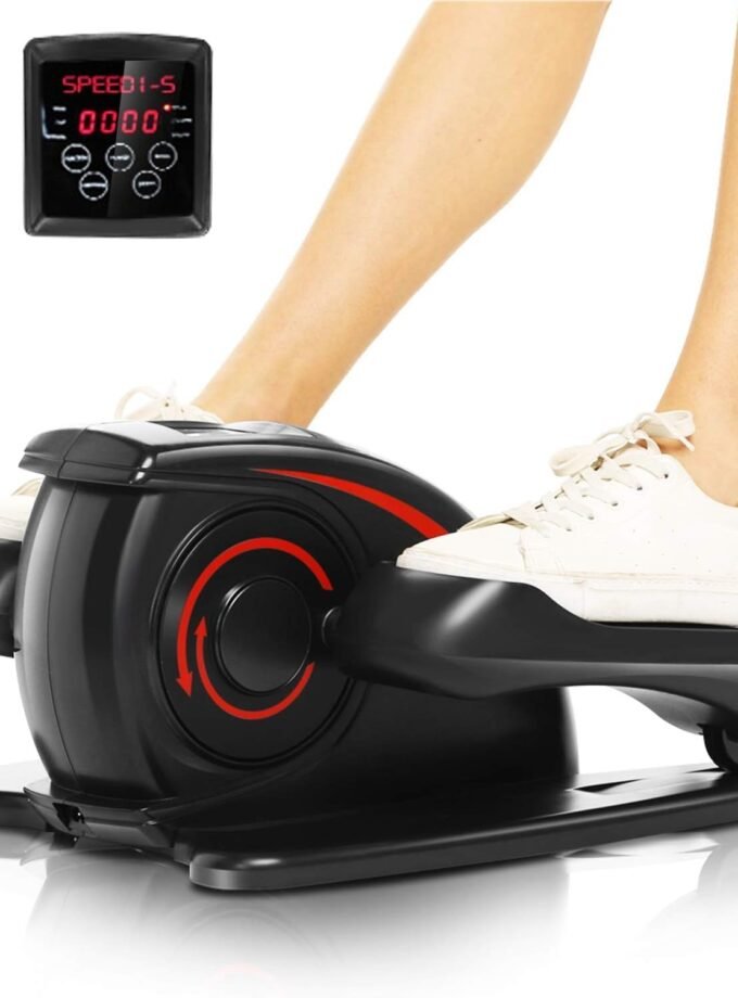 Under Desk Elliptical Machine, Ellipse Leg Exerciser for Seniors as Seen on TV Portable Leg Exerciser While Sitting with Massage Pedal/LCD Monitor/Remote Control