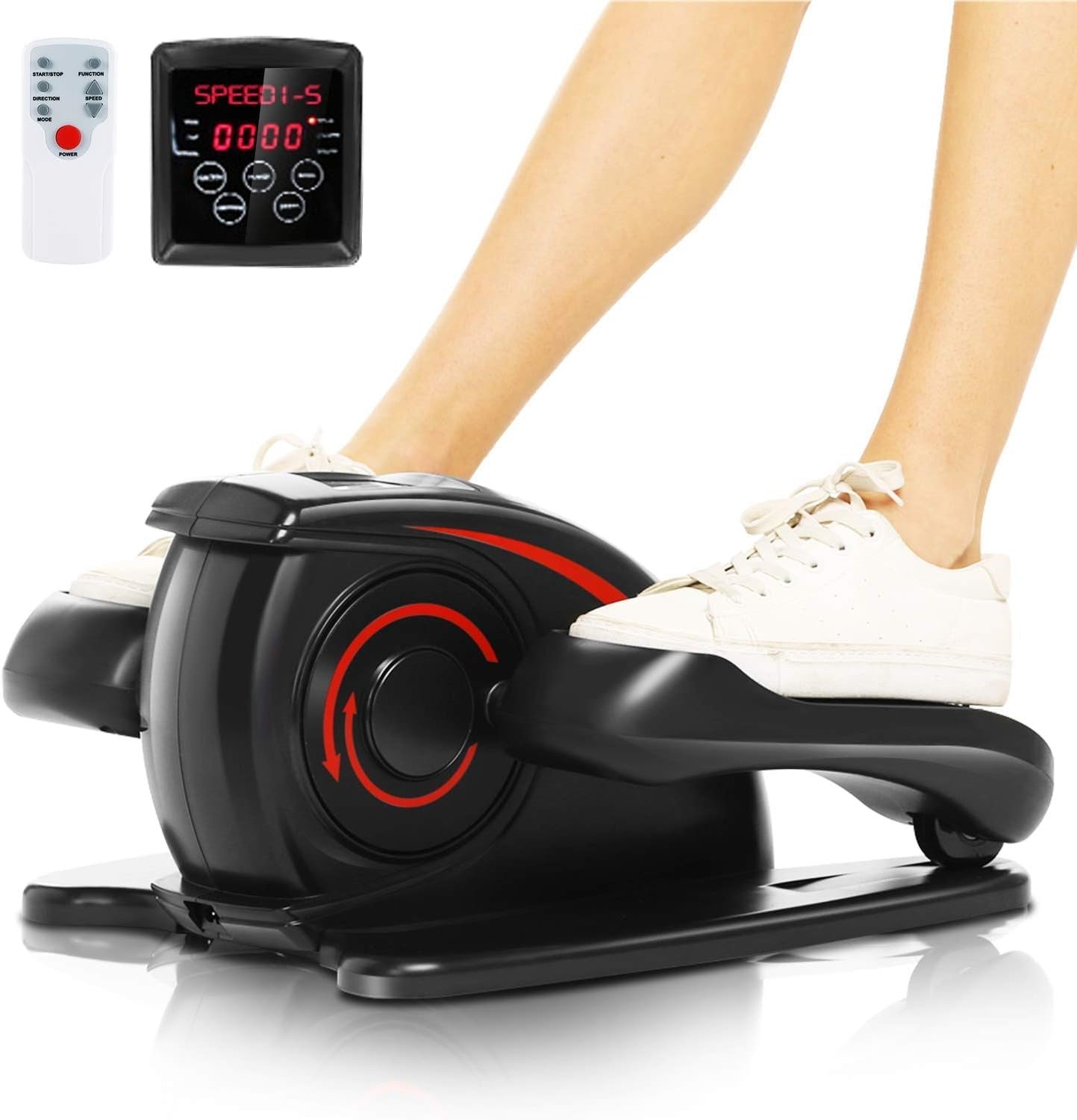 Under Desk Elliptical Machine, Ellipse Leg Exerciser for Seniors as Seen on TV Portable Leg Exerciser While Sitting with Massage Pedal/LCD Monitor/Remote Control