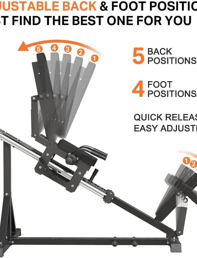 Compact Leg Sled Machine with Calf Block, -Loaded Compact Leg Press Machine with Band gs, 1000LBS Weight , Squat Machine for Quads, Calves, Hamstrings, Home Gym Leg Press Machine