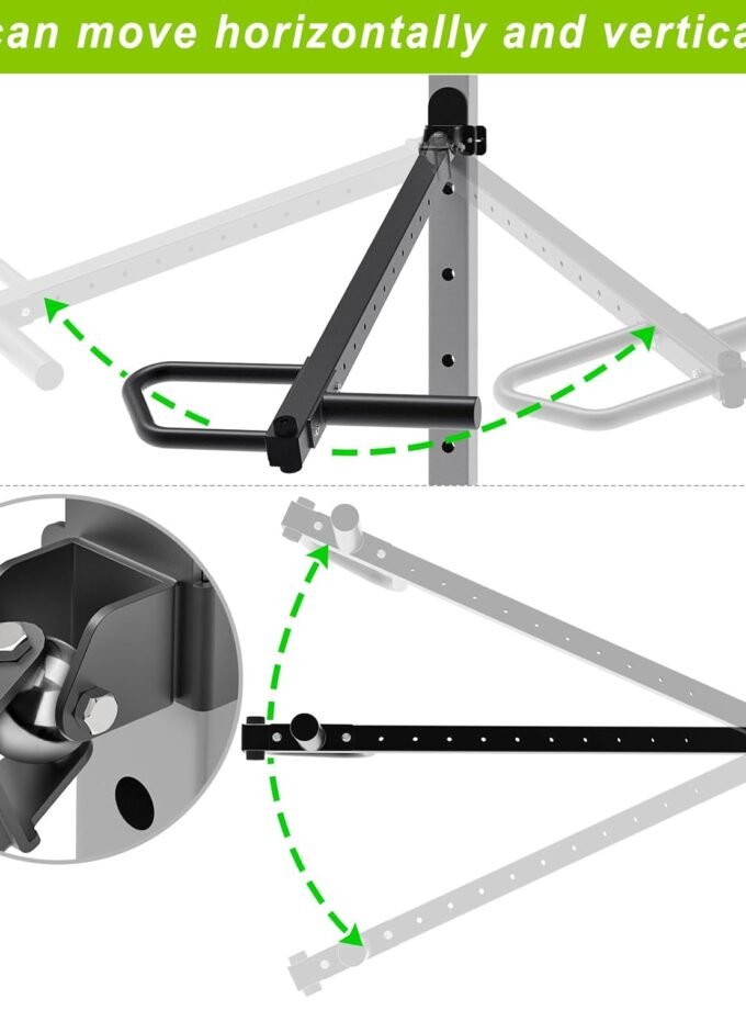 Heavy Duty Adjustable Lever Arms - 600 lbs , Alloy Steel, Fits 2'' x 2'' and 3'' x 3'' Power Racks with 5/8" or 1" Holes, Home Gym Strength Training, Compatible with 2" s