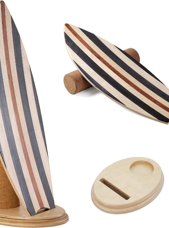 Balance Board Indoor Surfboard Surf Style Home Fitness with Wheel for Exercise, Athletic Training and Board Sports - Fun Workout Equipment For Balance, Stability and Improving Core Strength