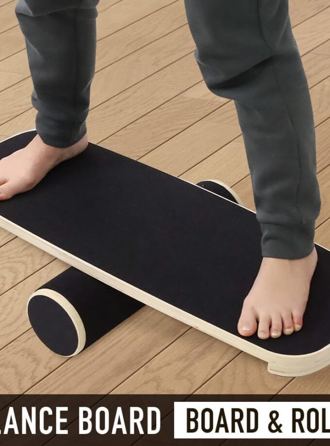 Balance Board for Adults, Sports Trainer, Wooden Surf Trainer Equipment with Adjustable Stoppers, Kids Improve Core Strength and Body Control, Exercise Tool for Fitness Work