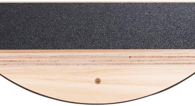 Professional Wooden Balance Board, Rocker Board, Wood Standing Desk Accessory, Balancing Board for Under Desk, Anti Slip Roller, Core Strength, Stability, Office Wobble Boards