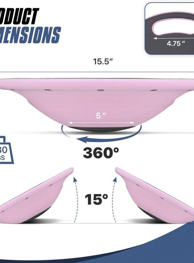 Wobble Balance Board for Adults, 15.5" TPR Non-slip Surface with Handle for Workout Core Trainer Physical Therapy, Home Gym Stability Board