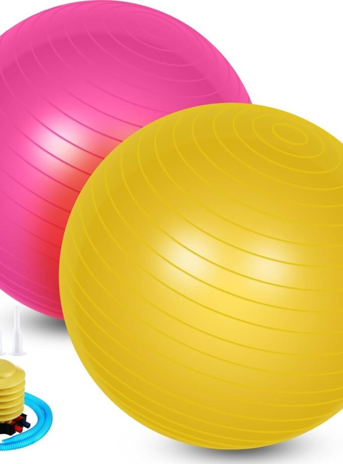 2 Pcs Yoga Ball Bulk Large 26 Inch Exercise Ball Anti Burst Birthing Ball Fitness Ball with Quick Pump, 26 Inches/ 65 cm for Improved Posture, Balance, Yoga, Pilates, Training
