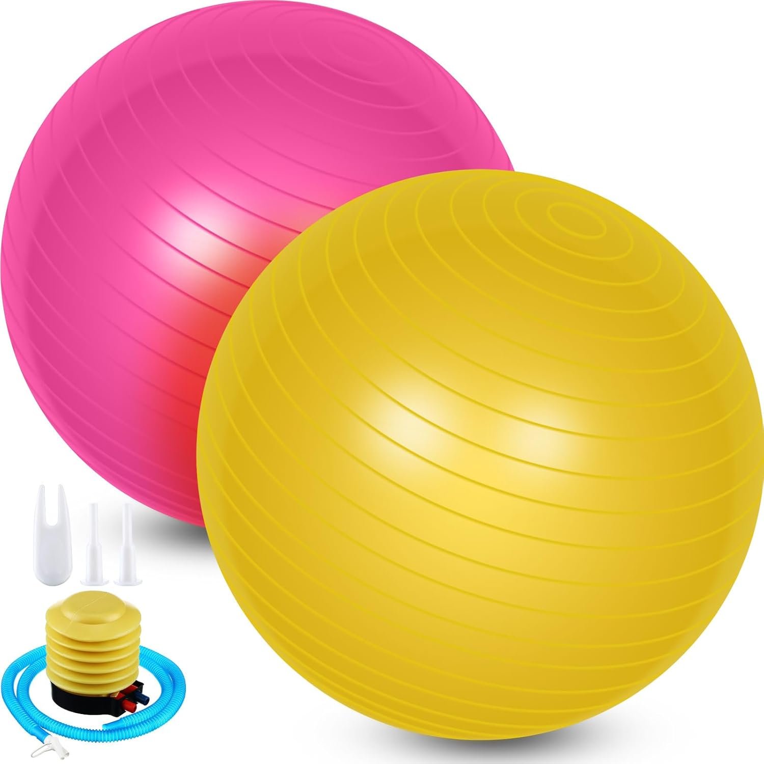 2 Pcs Yoga Ball Bulk Large 26 Inch Exercise Ball Anti Burst Birthing Ball Fitness Ball with Quick Pump, 26 Inches/ 65 cm for Improved Posture, Balance, Yoga, Pilates, Training