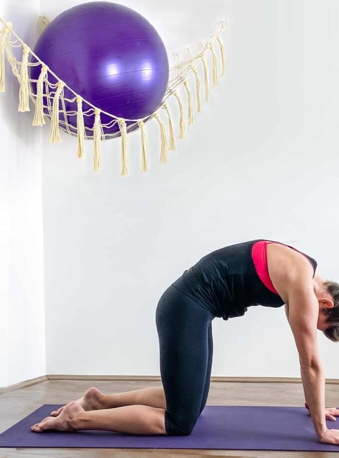 Exercise Ball Holder Yoga Ball Rack Corner Hanging Storage Net or Hammock for Fitness Ball Balance Ball Organizer Pregnancy Stability Ball Swiss Balance Ball for Yoga Studio and Gym