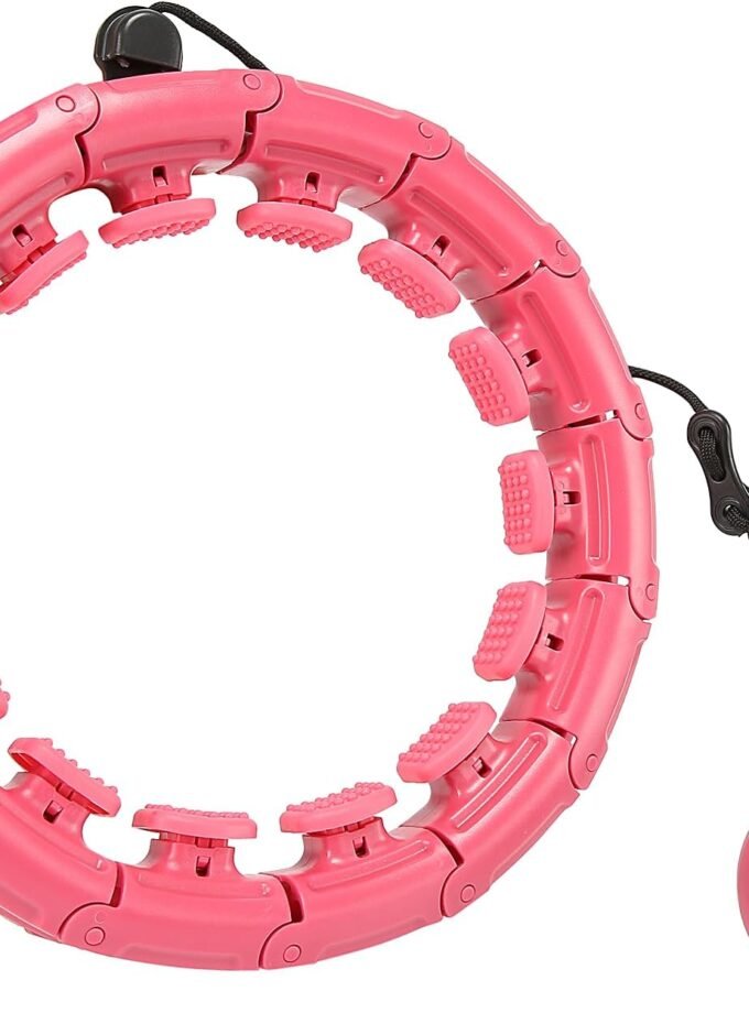 Enhance Your Workout with  Smart Hula Ring Hoops - 24 Detachable Weighted Rings, 360° Auto-Spinning Ball - Perfect for Gymnastics, Massage, Adult Fitness, Pink