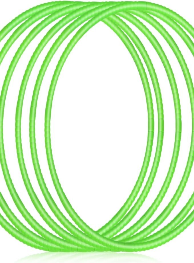10 Pcs Exercise Hoop Adjustable Detachable Plastic Toy Hoop Colored Hoop Circles Playground Toys for Gymnastics Games  Agility Equipment Party Decor, 28 Inch (Green)