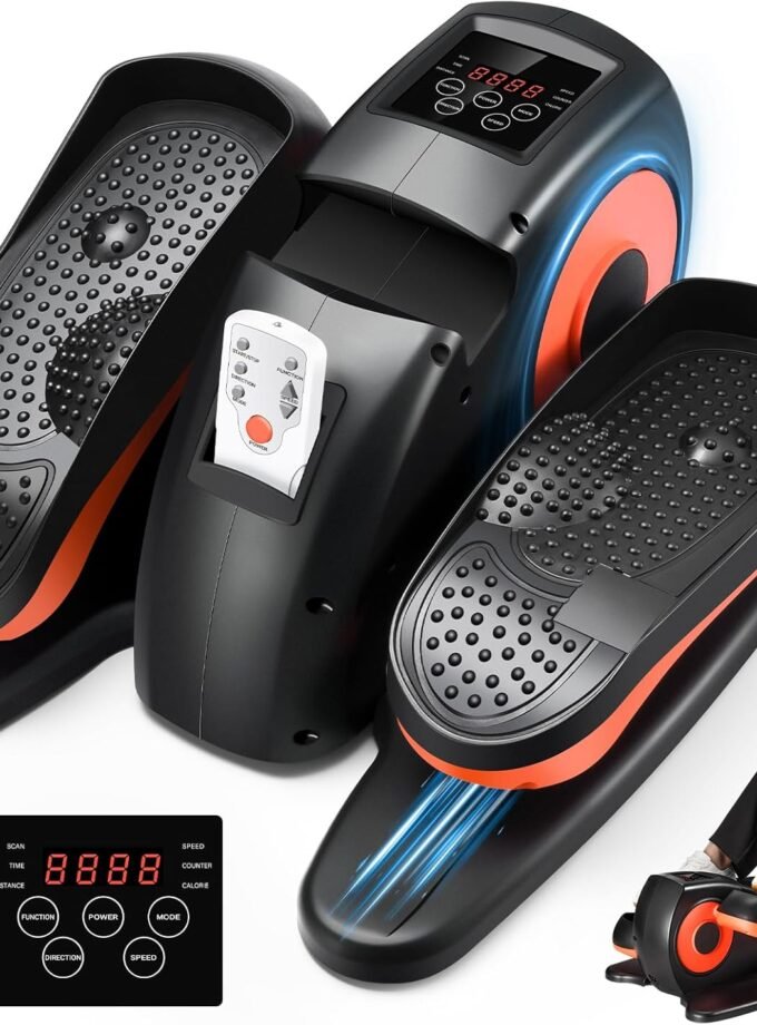 Under Desk Elliptical Exercise Machine, Electric Leg Exericser While Sitting for Seniors, Mini Pedal Ellipse Exerciser with Remote Control, Portable PeddlerTraining Equipment for Home Office