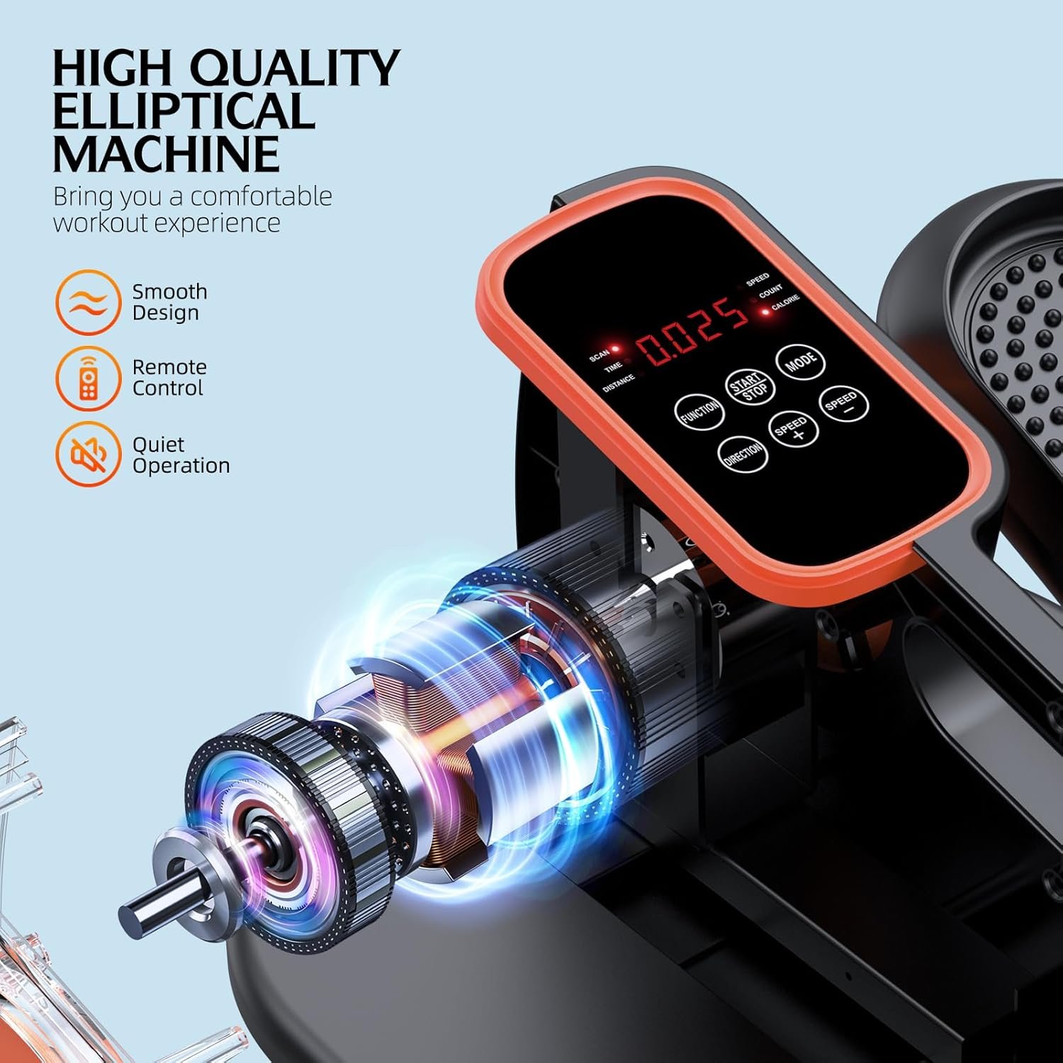 Under Desk Elliptical, Ellipse Leg Exerciser While Sitting for Seniors, Quiet Portable Electric Seated Pedal Exerciser with Remote Control and 12 Adjustable Speeds for Home Office - Image 2