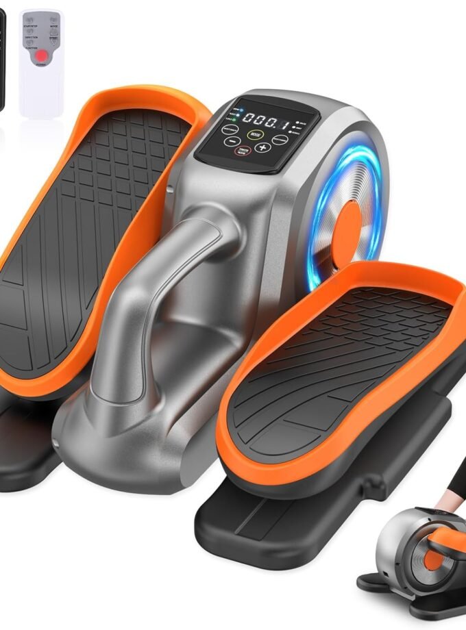 Under Desk Elliptical Machine, Ellipse Leg Exerciser for Seniors and Adults, Quiet Portable Electric Seated Pedal Exerciser with Display Monitor, Remote Control & 12 Adjustable Speeds