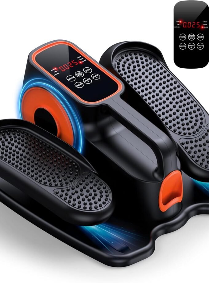 Under Desk Elliptical, Ellipse Leg Exerciser While Sitting for Seniors, Quiet Portable Electric Seated Pedal Exerciser with Remote Control and 12 Adjustable Speeds for Home Office