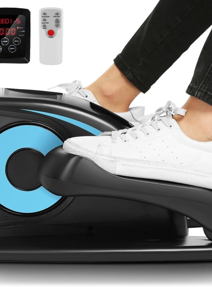 Under Desk Elliptical, Electric Ellipse Leg Exerciser While Sitting for Seniors Adults, Quiet Portable Motorized Seated Foot Pedal Exerciser with Remote Control for Home Office Use