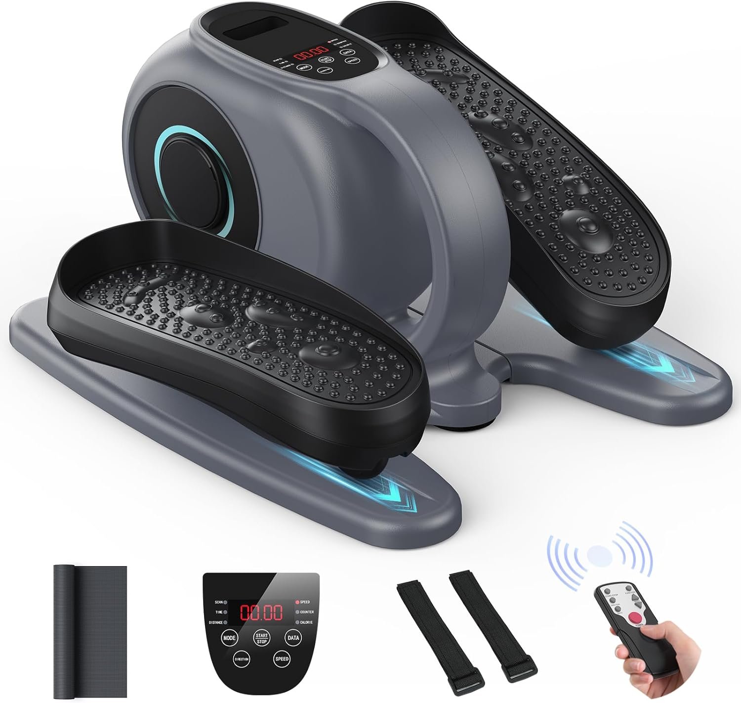 Under Desk Elliptical, Ellipse Leg Exerciser for Seniors Adults Fully Assembled, Portable & Quiet Electric Seated Pedal Exerciser with 10 Adjustable Speed, Remote Control,Non-Slip Straps & Mat