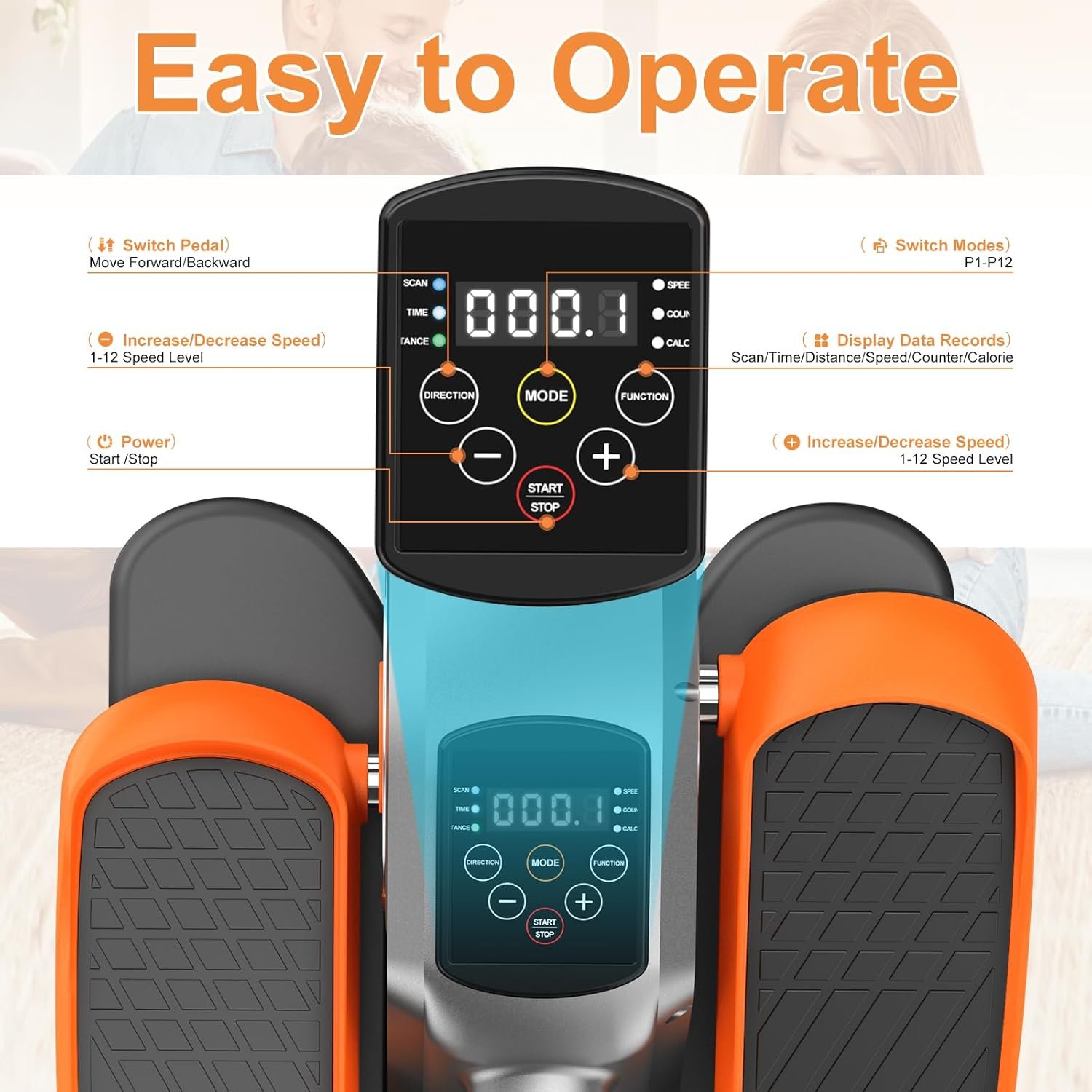 Under Desk Elliptical Machine, Ellipse Leg Exerciser for Seniors and Adults, Quiet Portable Electric Seated Pedal Exerciser with Display Monitor, Remote Control & 12 Adjustable Speeds - Image 2