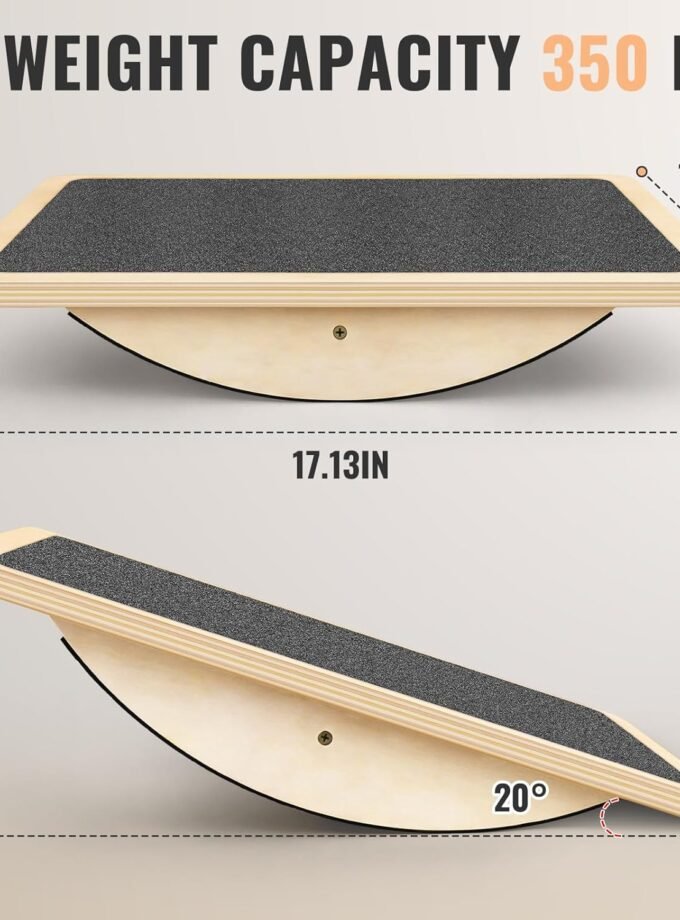 Professional Balance Board for Adults - Anti-Slip 350LBS Wobble Board for Physical Therapy, Standing Desk, Core Strength - Wooden Rocker Board