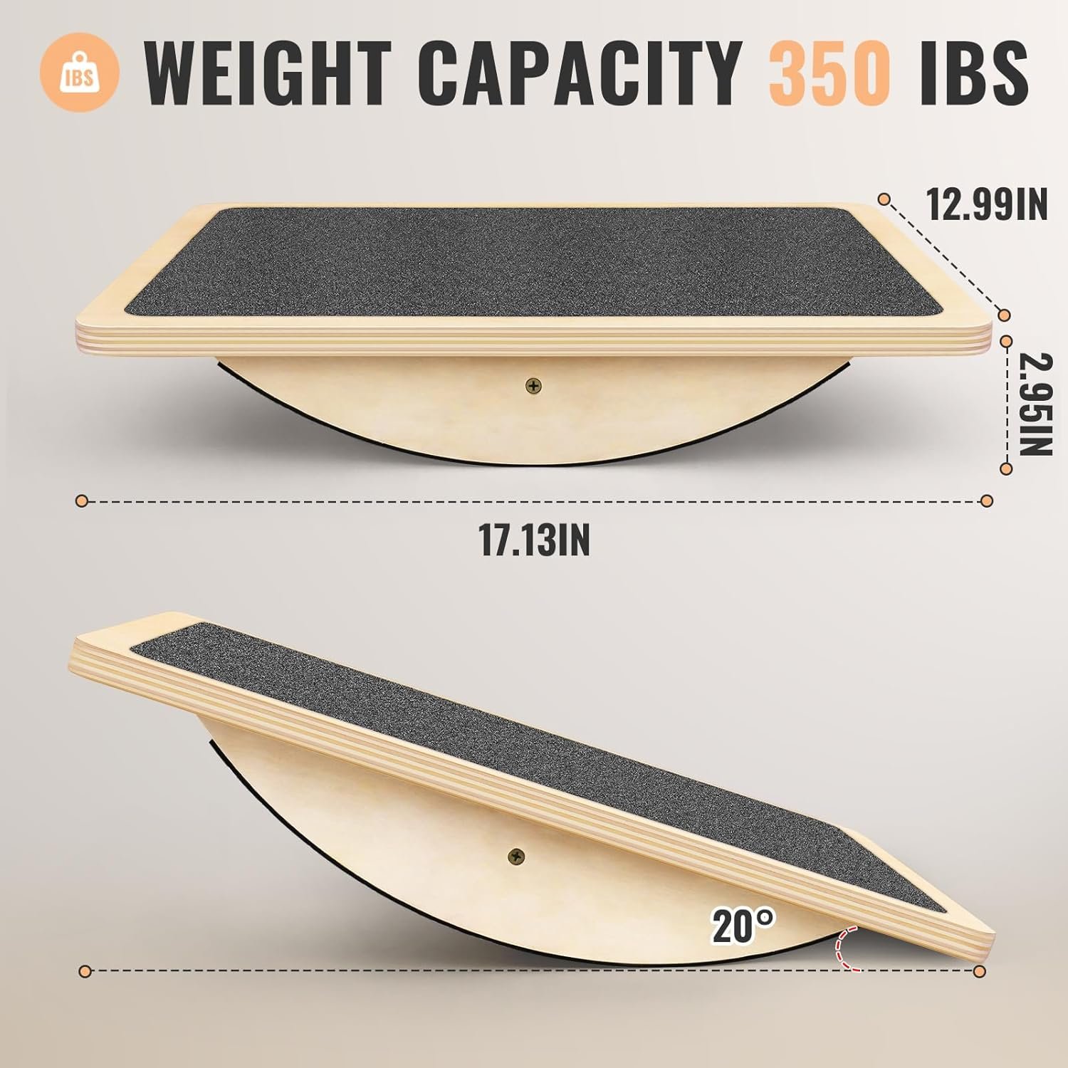 Professional Balance Board for Adults - Anti-Slip 350LBS Wobble Board for Physical Therapy, Standing Desk, Core Strength - Wooden Rocker Board - Image 2