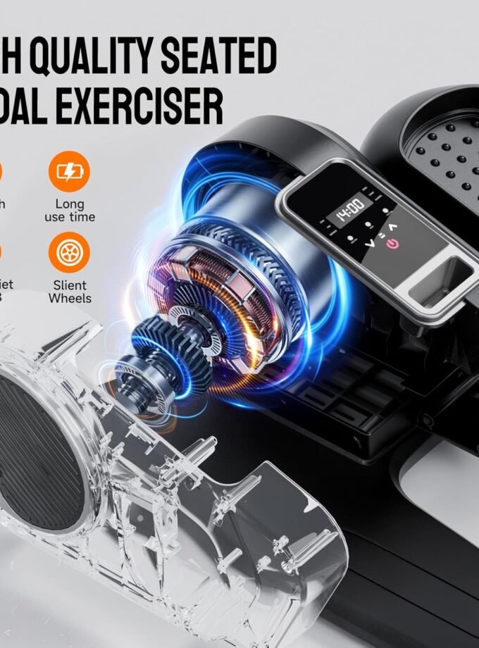 Under Desk Elliptical Machine for Home Workout, 12 Levels Speeds Ellipse Leg Exerciser While Sitting Quiet & Portable Seated Pedal Exerciser with Remote Control & Non-Slip Pad
