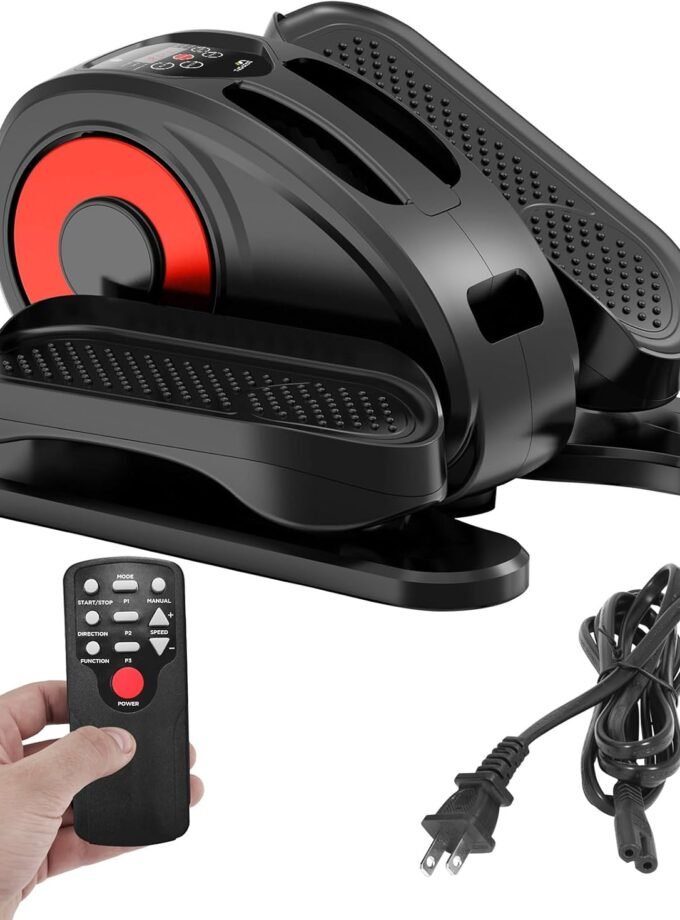 Under Desk Elliptical Machine, Mini Ellipse Leg Exerciser Electric Seated Pedal Fully Assembled Quiet Compact for Seniors Portable Stepper with Remote Control for Home