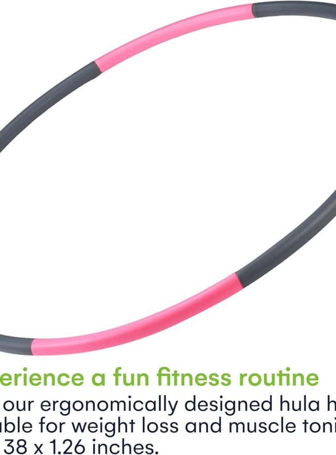 Stainless Steel Weighted Hula Hoop for Adults - Detachable Ergonomic Design for Muscle Strengthening and Weight Loss - Easy to Adjust and Carry for Home Fitness - Pink and Gray