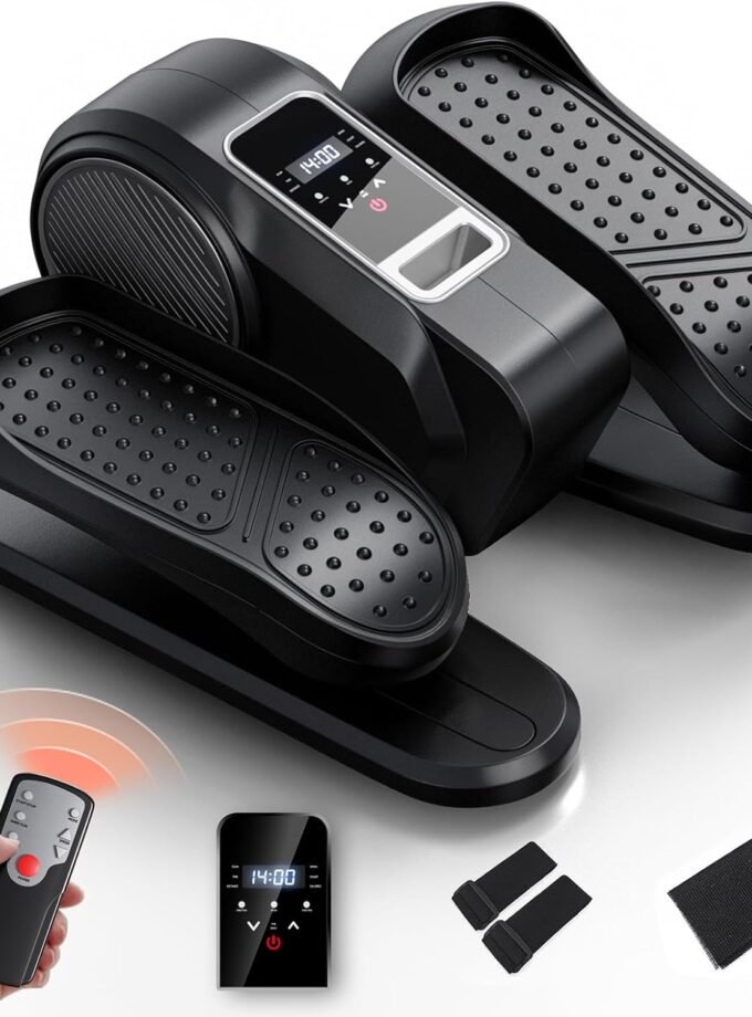 Under Desk Elliptical Machine for Home Workout, 12 Levels Speeds Ellipse Leg Exerciser While Sitting Quiet & Portable Seated Pedal Exerciser with Remote Control & Non-Slip Pad