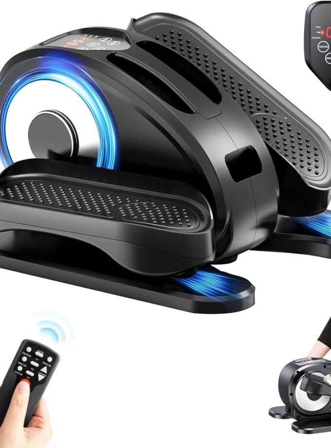 Under Desk Elliptical, Electric Foot Pedal Exerciser, Fully Assembled Seated Elliptical, Compact Portable Elliptical Machine Trainer with Remote Control, Mini Elliptical Leg Exerciser for Home