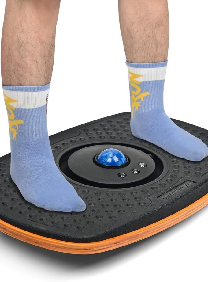 Standing Desk Anti Fatigue Mat Balance Board with Marble, 360° Rotation Exercise Wooden Wobble Board Stability Rocker Perfect for Office, Workstation, Home, Gym, Kitchen