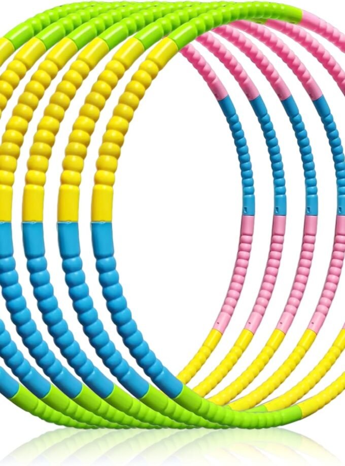 6 Pcs Toy Color Hoop, Detachable Adjustable Exercise Hoop, Plastic Hoops Playground Toys Colored Hoop Rings Circles for Teens Party Games Gymnastics(4 Colors, 28 Inch)