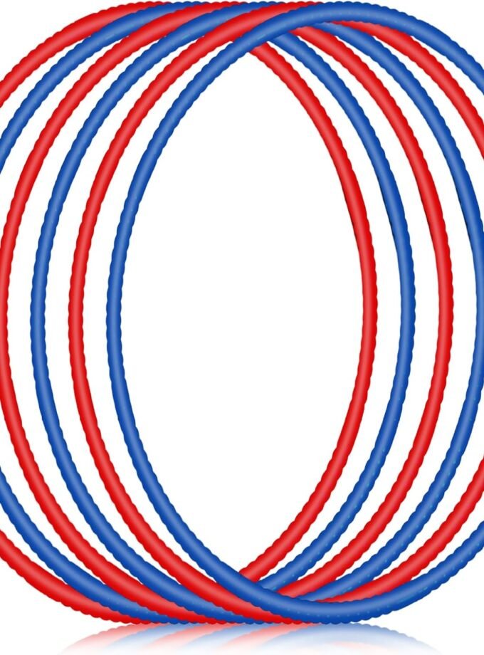 6 Pcs Exercise Hoop Detachable Fitness Rings Adjustable Hoop Plastic Toy Fitness Hoop Playground Toys Colored Hoop Circles for Teens Games Gymnastics Agility, 28 in(Dark Blue, Red)