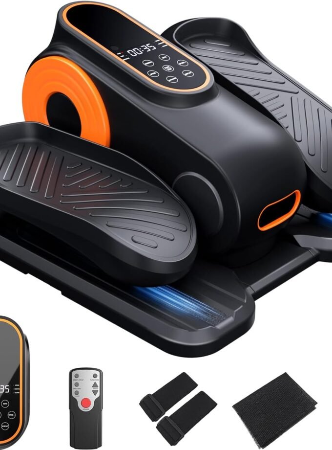 Under Desk Elliptical Machine,  Ellipse Leg Exerciser for Seniors Fully Assembled, Quiet & Portable Electric Seated Pedal Exerciser with Remote Control & 12 Adjustable Speeds