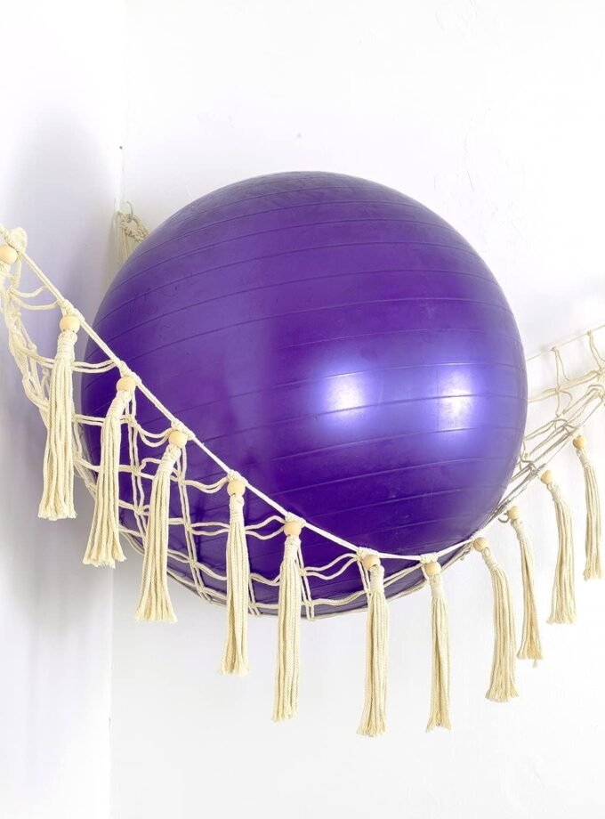 Exercise Ball Holder Yoga Ball Rack Corner Hanging Storage Net or Hammock for Fitness Ball Balance Ball Organizer Pregnancy Stability Ball Swiss Balance Ball for Yoga Studio and Gym
