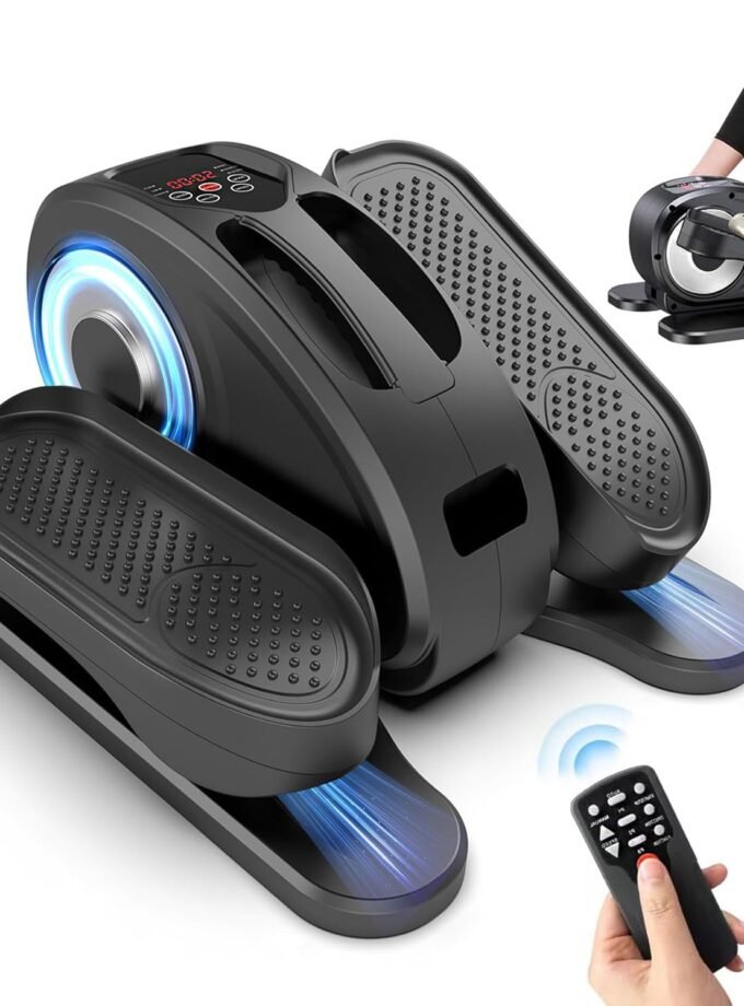 Under Desk Elliptical Exerise Machine/Portable Elliptical Ellipse Leg Exerciser for Seniors/Quiet Electric Foot Pedal Exerciser for Home with Remote Control