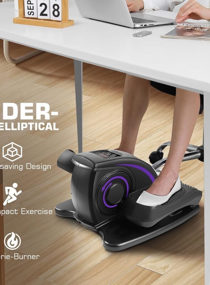 Under Desk Elliptical Machine, Electric Seated Pedal Exerciser, Mini Elliptical Machines for Seniors, LCD Display Monitor, Remote Control, Leg Exerciser for Home