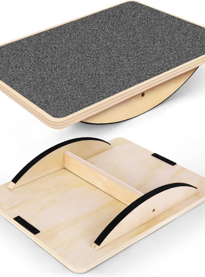 Professional Balance Board for Adults - Anti-Slip 350LBS Wobble Board for Physical Therapy, Standing Desk, Core Strength - Wooden Rocker Board