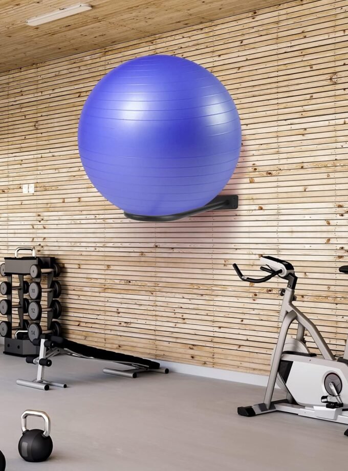 Medicine Ball RackWall Mounted Large Stability Ball Storage Rack Basketball Ball Rack Exercise Ball Equipment Organizer(1 Black)